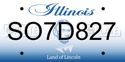 SO7D827 Illinois License Plate