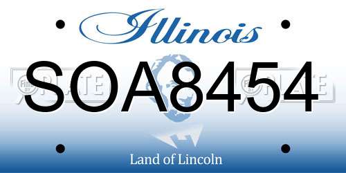 SOA8454 Illinois License Plate