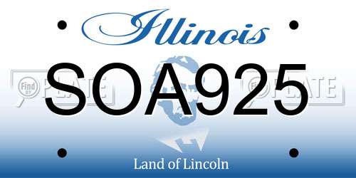 SOA925 Illinois License Plate