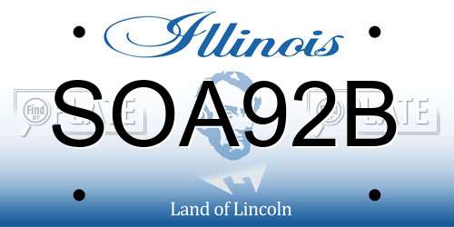 SOA92B Illinois License Plate