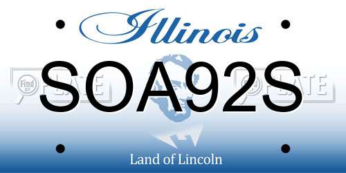 SOA92S Illinois License Plate