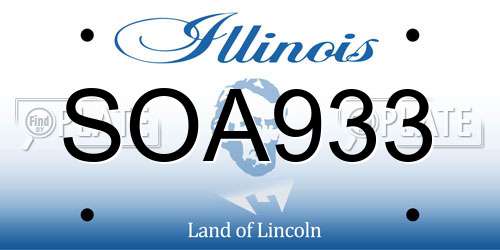 SOA933 Illinois License Plate