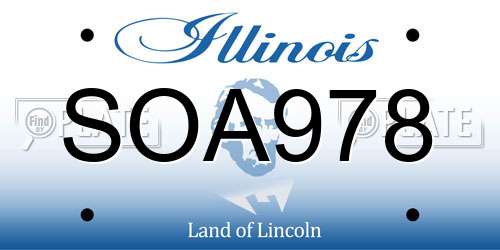 SOA978 Illinois License Plate