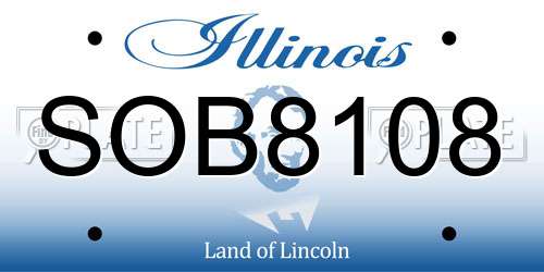 SOB8108 Illinois License Plate