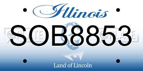 SOB8853 Illinois License Plate
