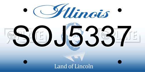 SOJ5337 Illinois License Plate