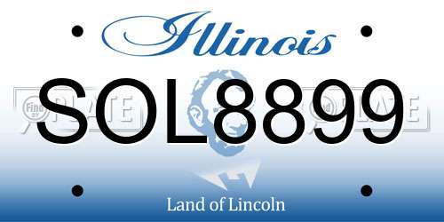SOL8899 Illinois License Plate