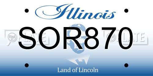 SOR870 Illinois License Plate