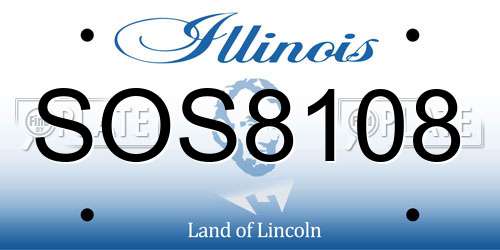 SOS8108 Illinois License Plate