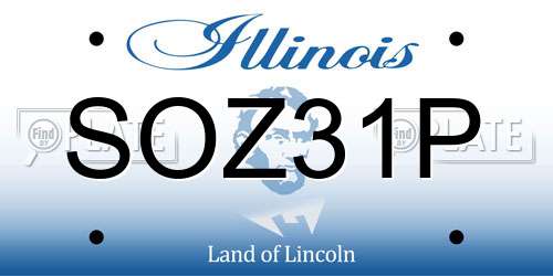 SOZ31P Illinois License Plate