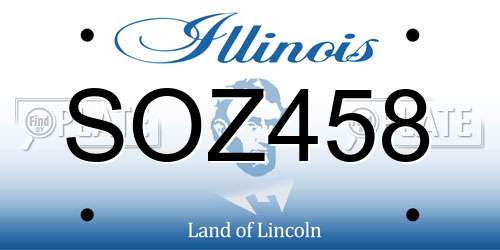 SOZ458 Illinois License Plate