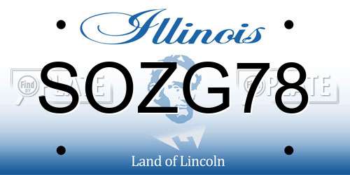 SOZG78 Illinois License Plate