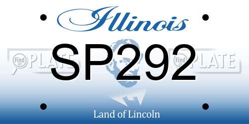 SP292 Illinois License Plate