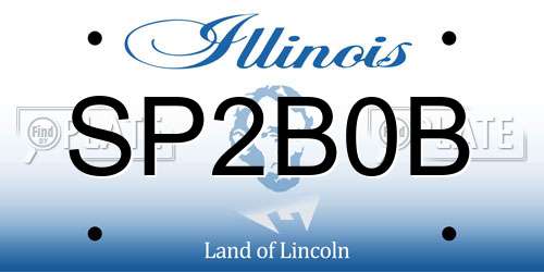 SP2B0B Illinois License Plate
