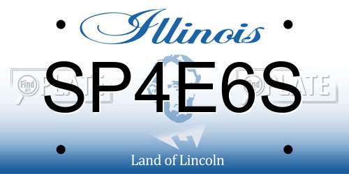 SP4E6S Illinois License Plate