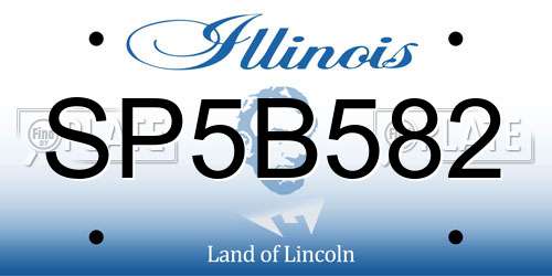 SP5B582 Illinois License Plate
