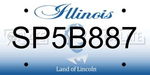 SP5B887 Illinois License Plate
