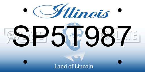SP5T987 Illinois License Plate