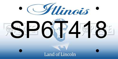 SP6T418 Illinois License Plate