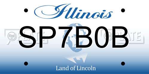 SP7B0B Illinois License Plate