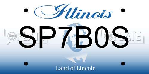 SP7B0S Illinois License Plate