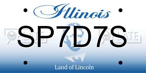 SP7D7S Illinois License Plate