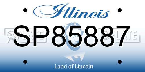 SP85887 Illinois License Plate