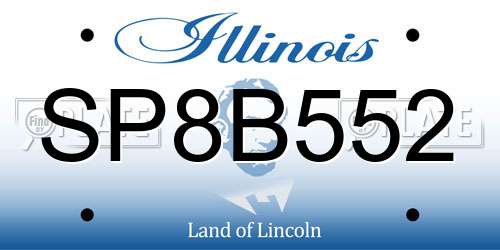 SP8B552 Illinois License Plate
