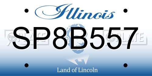 SP8B557 Illinois License Plate