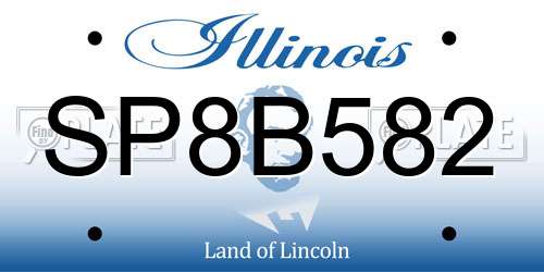 SP8B582 Illinois License Plate