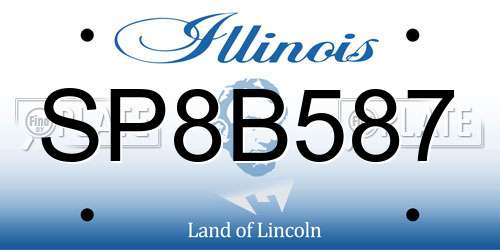 SP8B587 Illinois License Plate