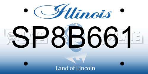 SP8B661 Illinois License Plate