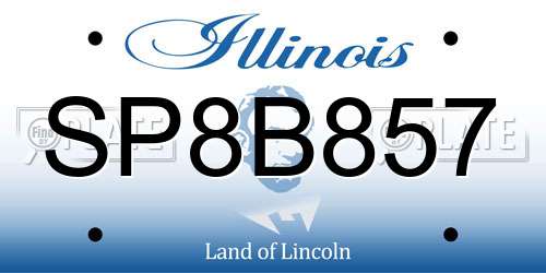 SP8B857 Illinois License Plate