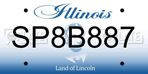 SP8B887 Illinois License Plate