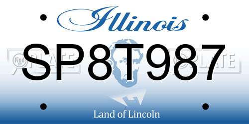 SP8T987 Illinois License Plate