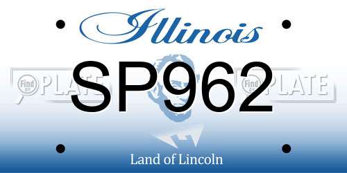 SP962 Illinois License Plate