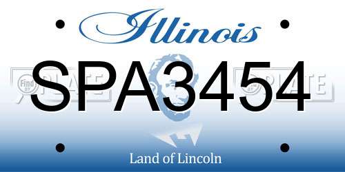 SPA3454 Illinois License Plate