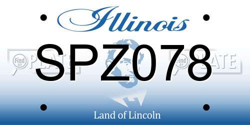 SPZ078 Illinois License Plate