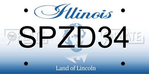 SPZD34 Illinois License Plate