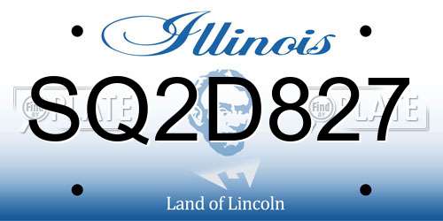 SQ2D827 Illinois License Plate