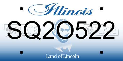 SQ2O522 Illinois License Plate