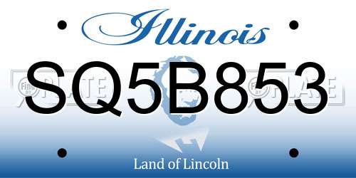 SQ5B853 Illinois License Plate