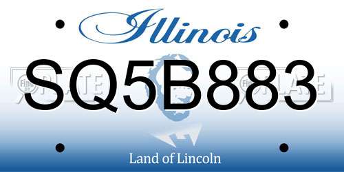 SQ5B883 Illinois License Plate