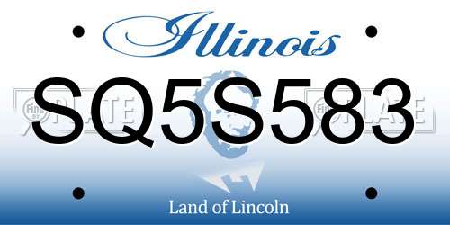 SQ5S583 Illinois License Plate