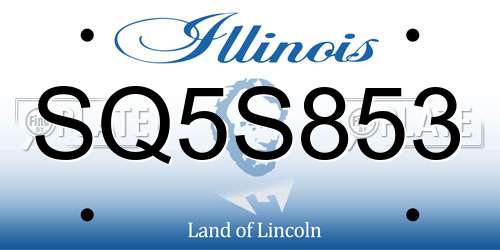 SQ5S853 Illinois License Plate