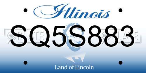 SQ5S883 Illinois License Plate