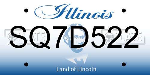 SQ7D522 Illinois License Plate