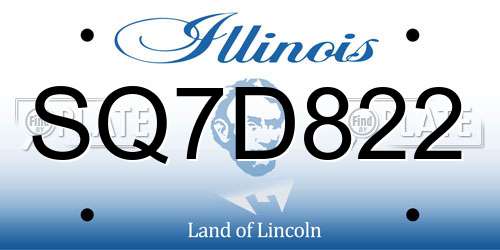 SQ7D822 Illinois License Plate