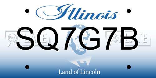 SQ7G7B Illinois License Plate