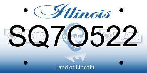 SQ7O522 Illinois License Plate